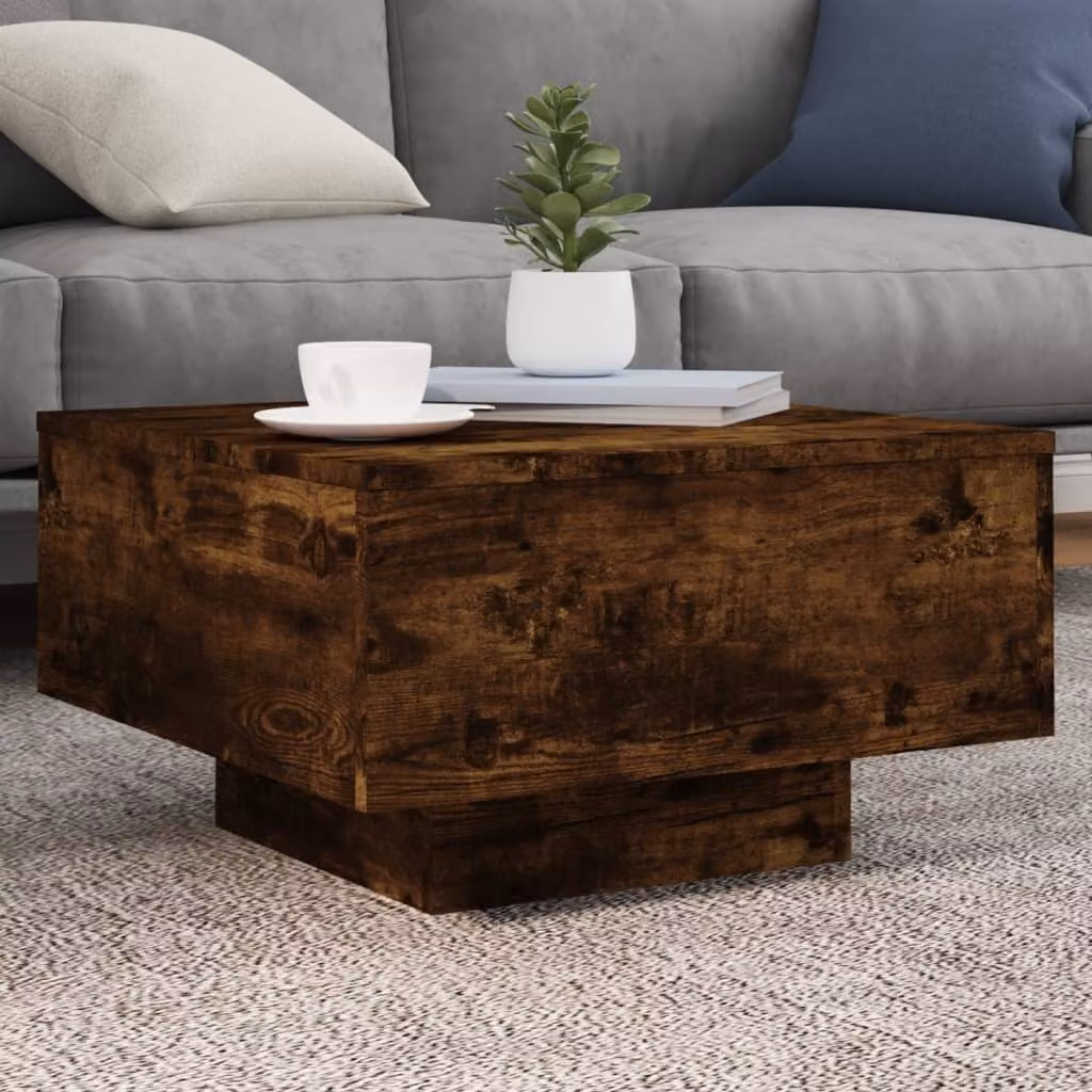 Tavolino da soggiorno moderno vidaXL in legno color rovere, L 55 x P 55 x H 31 cm