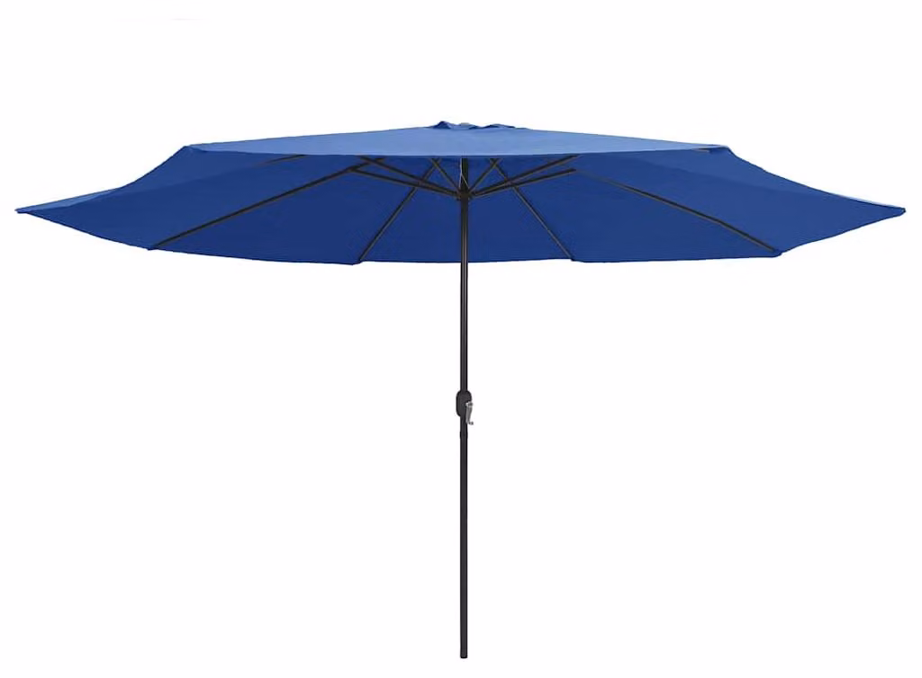 vidaXL Ombrellone con palo in metallo 390 cm azzurro