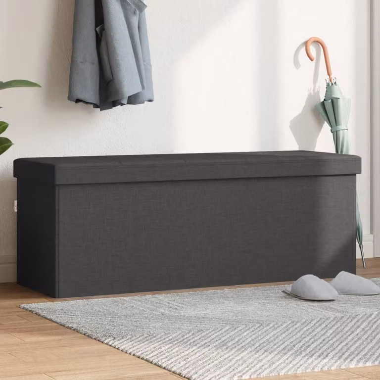 vidaXL Panca Portaoggetti Pieghevole Grigia in Tessuto e Legno L/P/H: 110 x 38 x 38 cm
