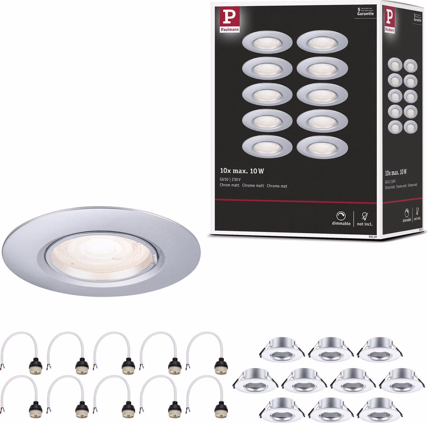 Set di 10 apparecchi da incasso Paulmann rigidi