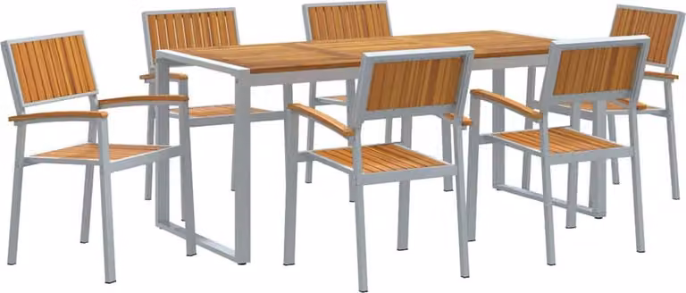 Set da Pranzo per Giardino 7 pcs Grigio