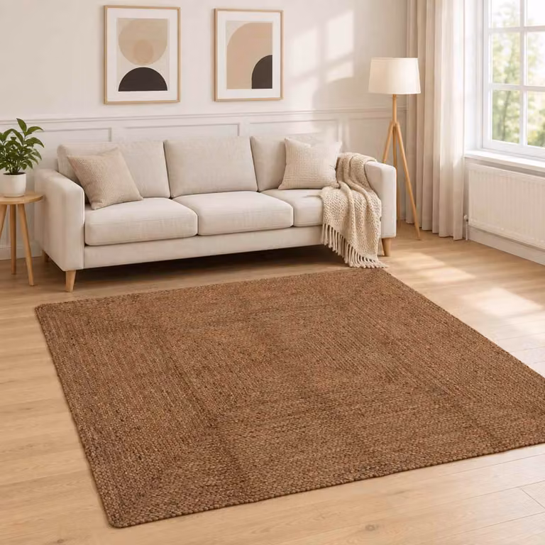 vidaXL Tappeto da Area Grigio 200 x 200 cm Juta