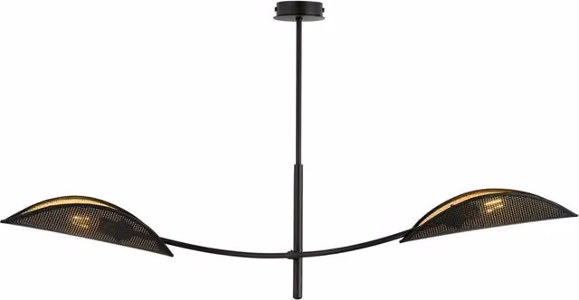 Lampada a sospensione Marte Luceart-Classic con 2 luci, bracci regolabili in metallo, colore nero e oro/ottone