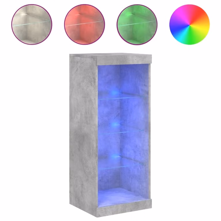 Credenza con Luci LED Grigio Cemento 41x37x100 cm