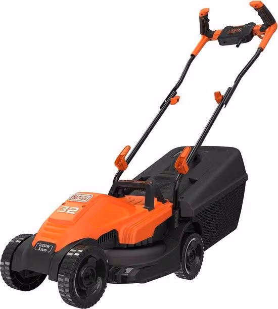 Tosaerba elettrico con guida a bicicletta (1.200 W, larghezza di taglio 32 cm, regolazione assiale dell'altezza a 3 livelli, capacità 35 L, ideale per giardini di piccole dimensioni)