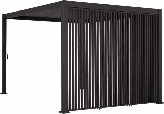 Pergola bioclimatica Sweeek in alluminio con 3 persiane verticali da 1,3 m, L: 4 m x P: 3 m