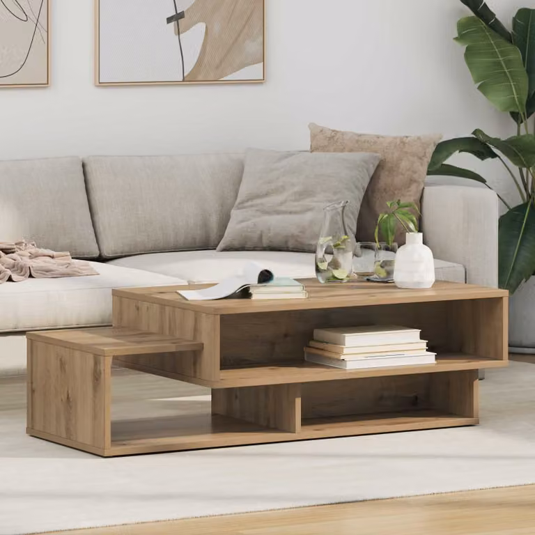 Tavolino da salotto moderno vidaXL in rovere color marrone L: 105 cm, P: 50 cm, H: 32,5 cm
