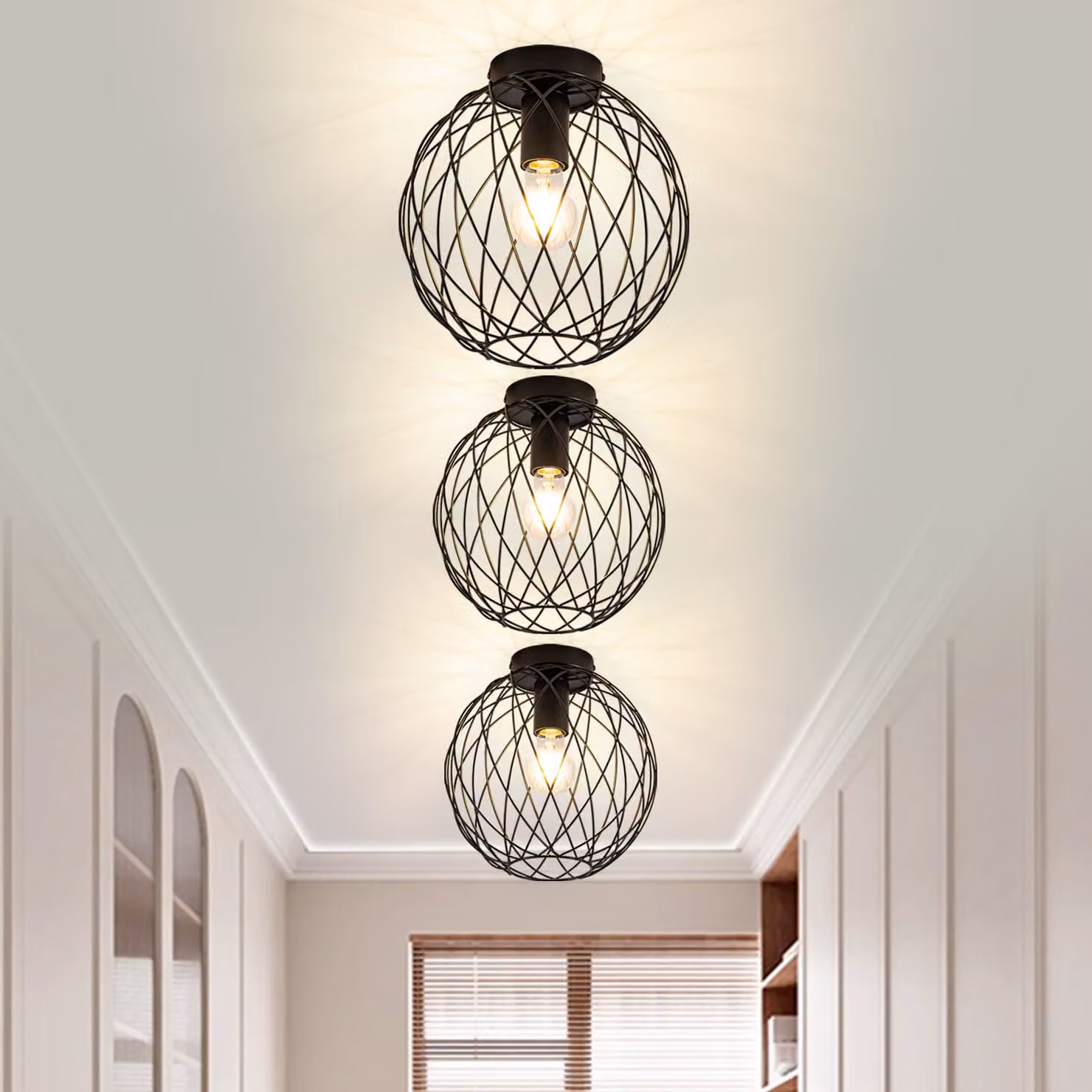 ZMH Faretto da soffitto Nero Lampada da corridoio Lampada da soggiorno retrò 1 Fiamma Plafoniera Piccola Plafoniera Industriale con Presa E27 Max.40W Lampada da Cucina Metallo per Soggiorno Sala da Pranzo Camera da Letto Cucina Ø 25cm
