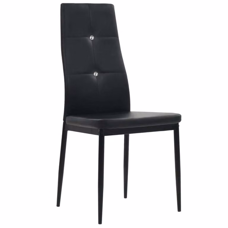 Sedie da Pranzo 4 pz Nere in Pelle finta
