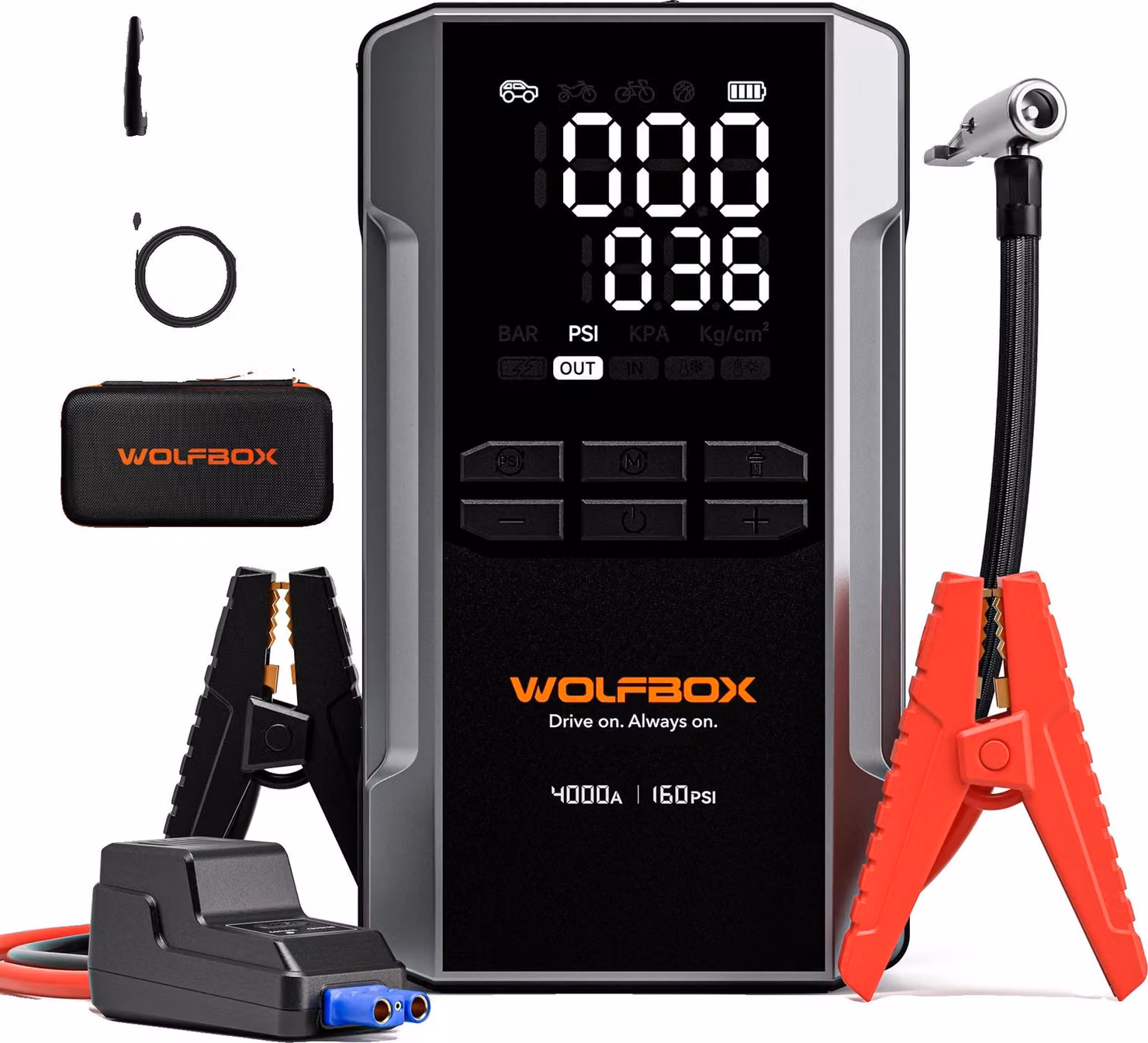 Aiuto all'avviamento, corrente di picco 4000 A, compressore d'aria 160 PSI, MEGAVOLT-24AIR