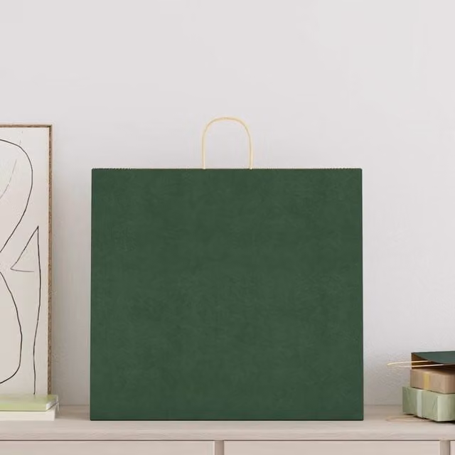 Sacchetti di carta con manici verdi vidaXL, confezione da 250 pezzi, L: 54 cm, P: 15 cm, H: 49 cm
