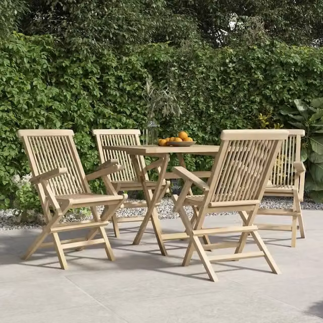 Sedie Pieghevoli 4pz Grigie 56x61x89 cm Massello Teak 3155070