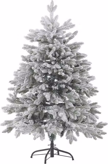 Albero di Natale Bianco Artificiale Innevato BELIANI in PVC con Base in Metallo, Altezza: 120 cm – 1