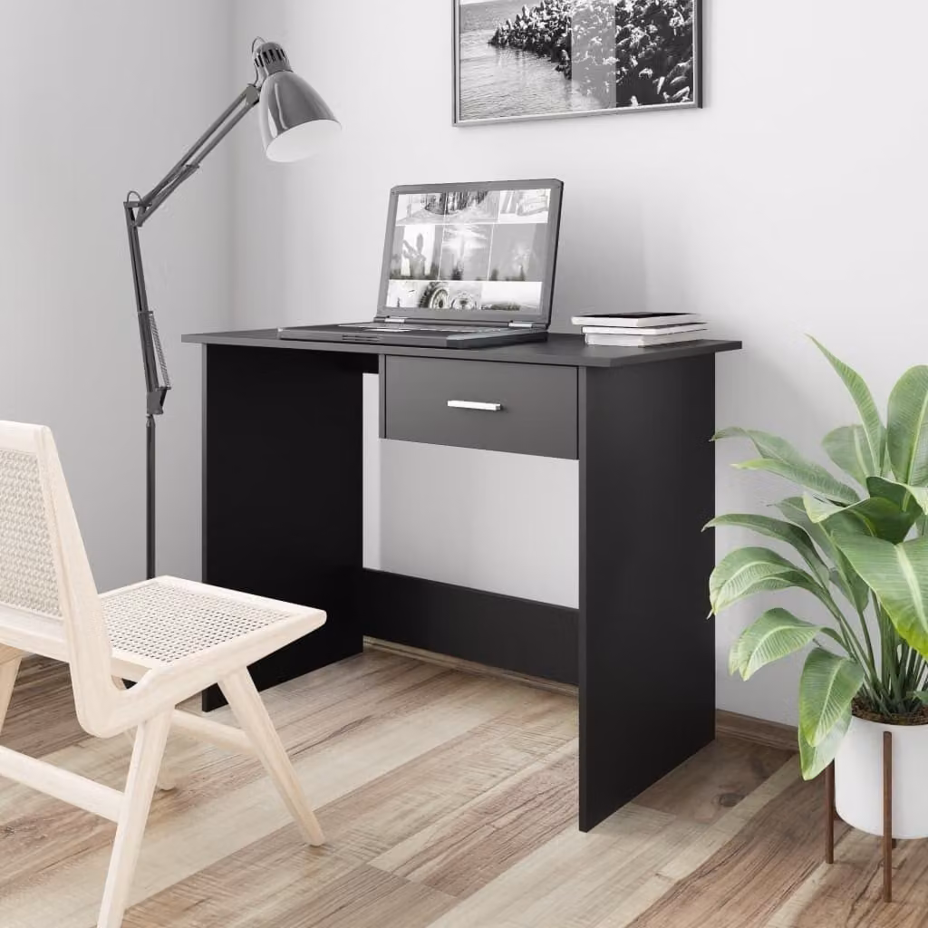 Maison Exclusive - Scrivania nera 100×50×76 cm Materiale ligneo