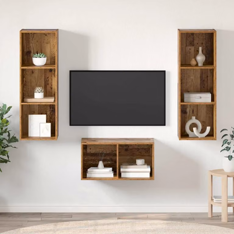 Set mobile TV moderno vidaXL in legno color marrone L/P/H: 37 x 37 x 107 cm
