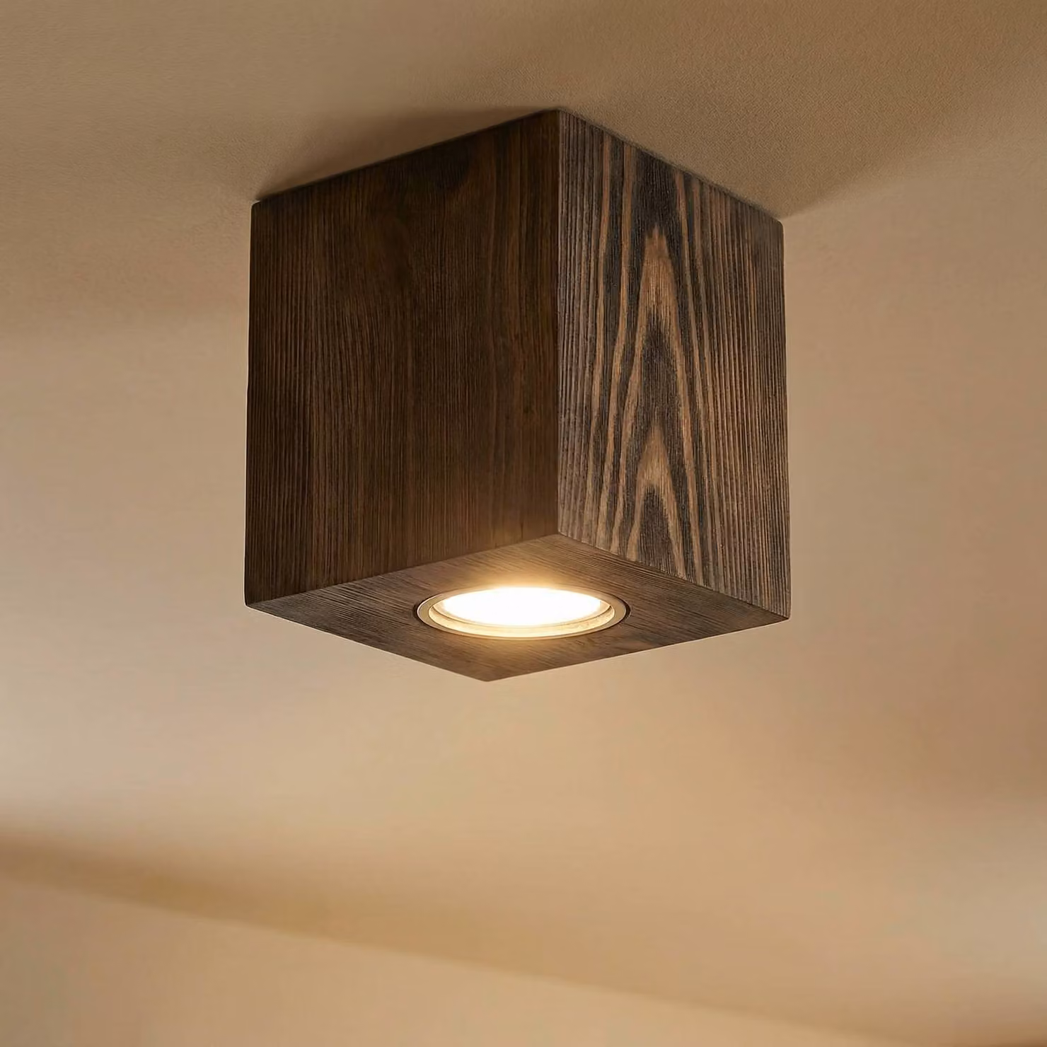 Plafoniera soffitto Tuni BRITOP, dimmerabile, Legno scuro, Soggiorno / Sala da pranzo, Legno, Moderno, Plafoniera