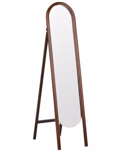 Beliani Specchio da terra retrò con cornice in marrone scuro 30 x 150 cm