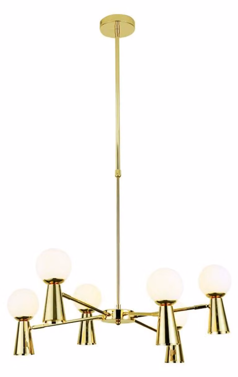 Lampada a sospensione ACA 6xG9+6xGU10 KIMOLOS metallo dorato + bianco D72X120CM OD94206PG
