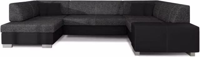 Divano panoramico a U HAVANA MEUBLORAMA convertibile per 6 persone, design geometrico moderno, Grigio e Nero, L: 322 cm x P: 204 cm x H: 176 cm – 1
