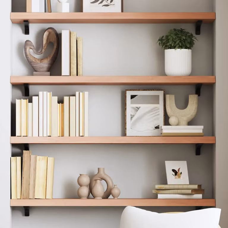 Ripiano da muro vidaXL in rovere massello marrone rustico L: 100 cm, P: 20 cm, H: 4 cm