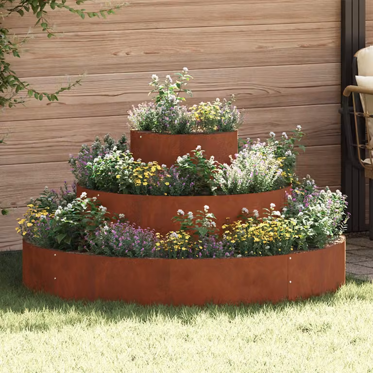 Vaso da giardino vidaXL in acciaio color marrone L: 120 cm, P: 120 cm, H: 20 cm