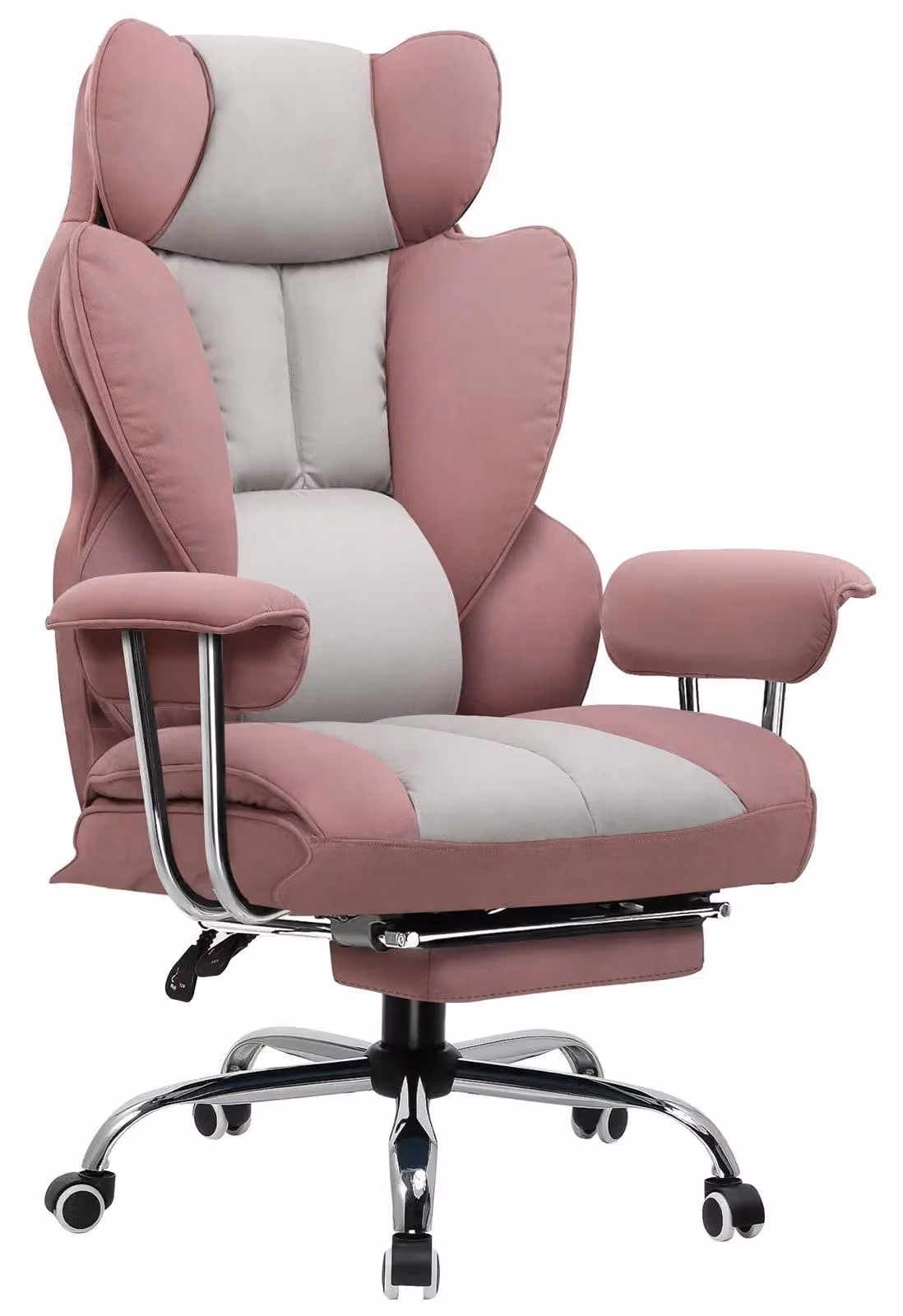 Sedia da gaming - Sedia da ufficio - Design ergonomico - Rivestimento in tessuto - Regolabile in altezza - Girevole con rotelle - Braccioli - Fino a 150 kg - Rosa