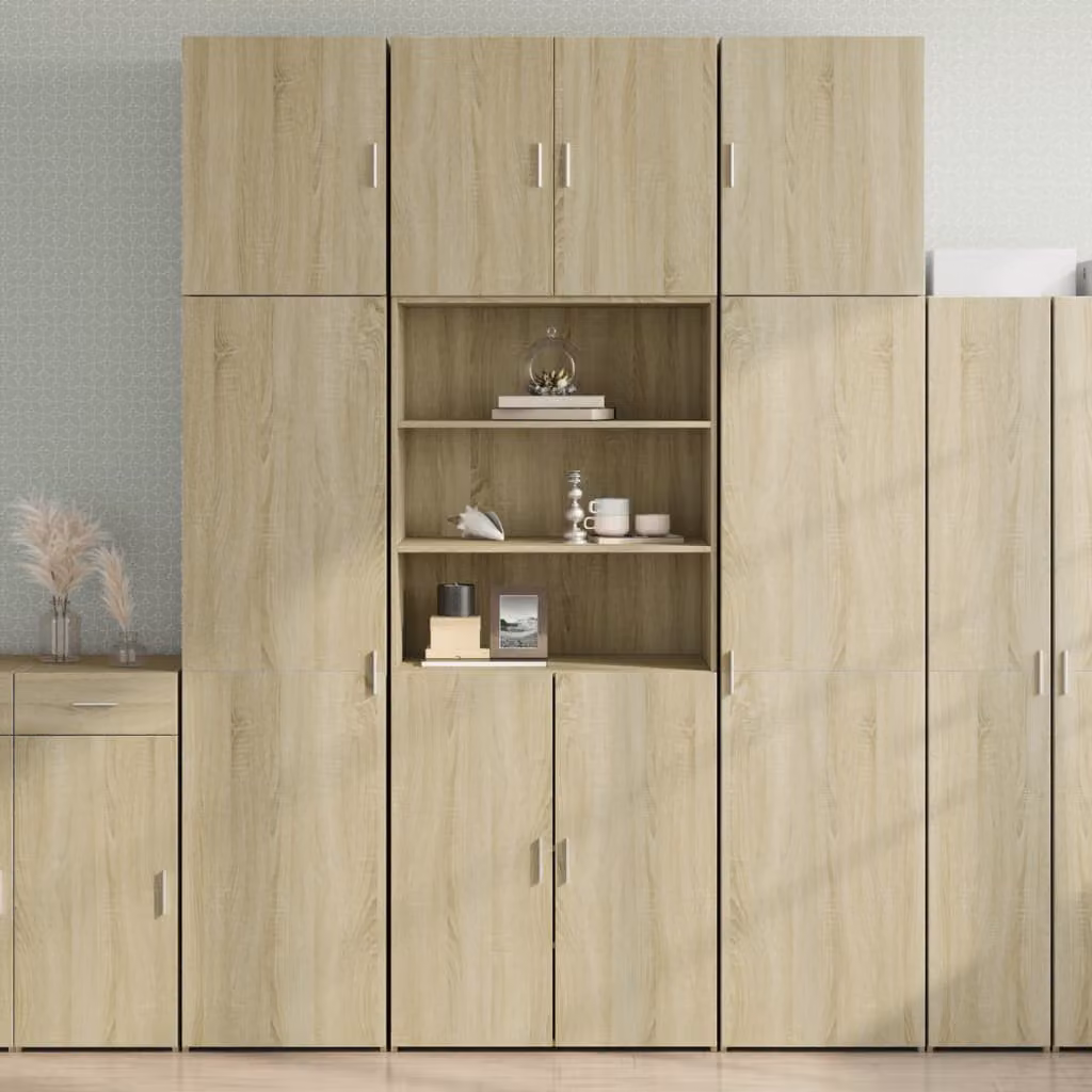 Credenza moderna vidaXL in legno multistrato e MDF, colore Rovere Sonoma, L 80 cm x P 42,5 cm x H 249 cm