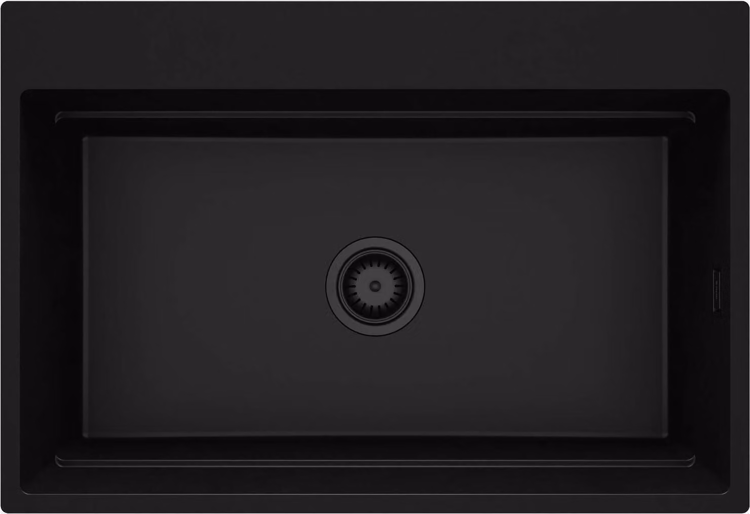 Lavello in granito opaco Magnetic Nero, a 1 vasca, resistente agli urti e al calore, ideale per cucine di piccole dimensioni