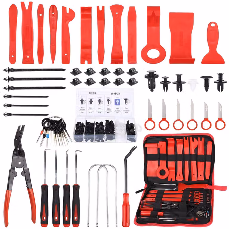 Set di 158 utensili per la rimozione di rivestimenti interni dell'auto, completo di clip di fissaggio