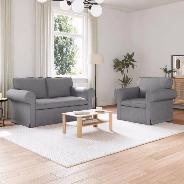 Set di divani 2 pz Grigio chiaro Tessuto 3407486