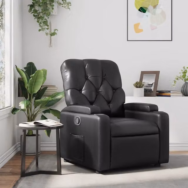 Poltrona Reclinabile Nera in Similpelle 372503