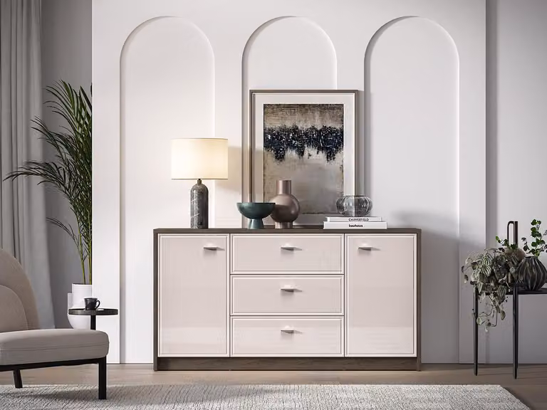 Cassettiera ampia combinata SAFIEH - rovere / cashmere