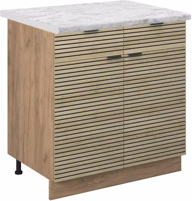Mobiletto base per cucina Fame-Line Pannello in quercia/Rovere dorato 80 cm, PL Marmo Vicco