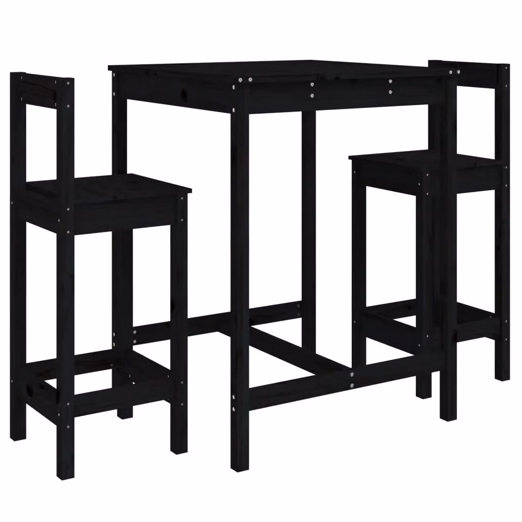 Set Bar da Giardino vidaXL in Legno di Pino Nero Opaco, 3 Pezzi – 2