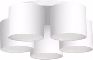 Plafoniera Arden Luminex bianca con 5 paralumi, dimmerabile, per soggiorno e camera da letto