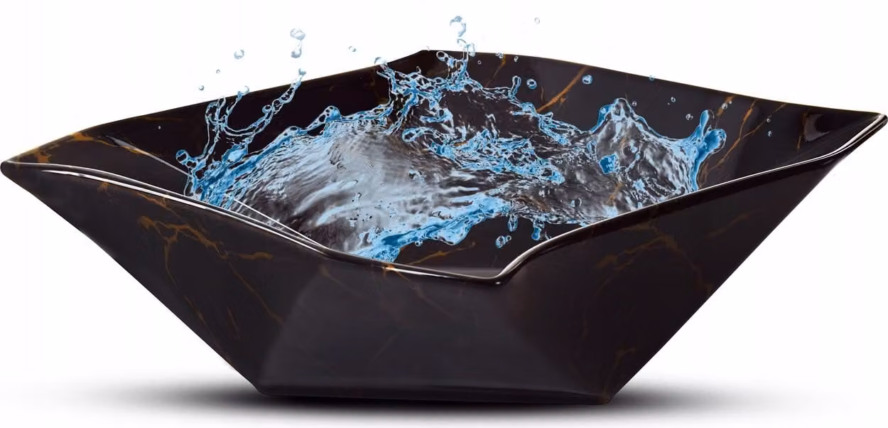 Lavandino da bagno Lavabo da appoggio in marmo nero; quadrato