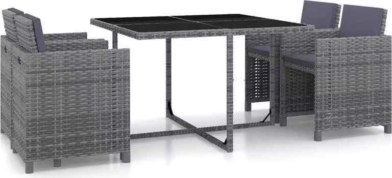 Maison Exclusive - Set da pranzo da giardino a 5 pezzi con cuscini in rattan sintetico grigio