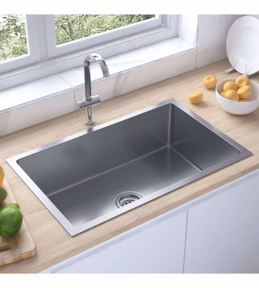 vidaXL Lavello da Cucina in Acciaio Inox Color Argento L/P/H: 70 x 44 x 20 cm – 2