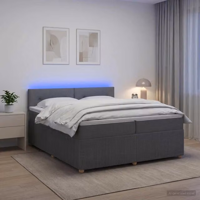 Letto box spring con materasso Grigio Scuro 200 x 200 cm 3453010