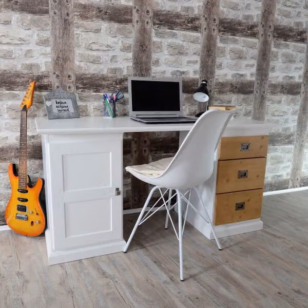 CasaDolce MURMA scrivania bianco + rovere, 145x60x75 cm