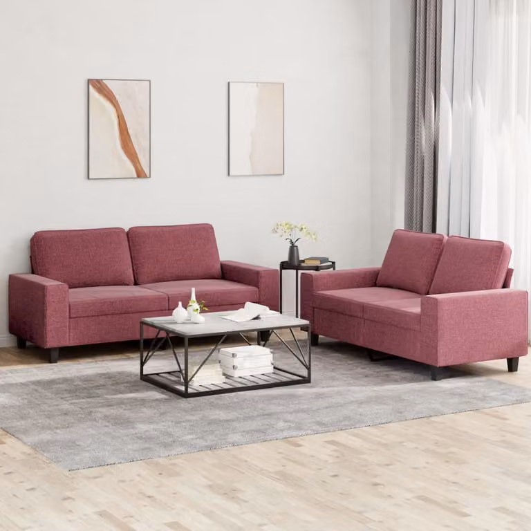 Maison Exclusive - Set divano a 2 posti in tessuto bordeaux