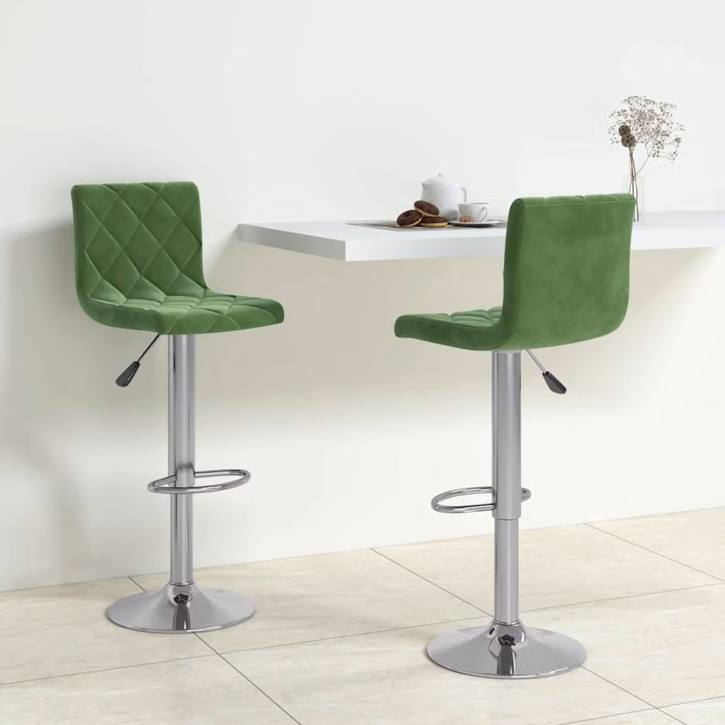 Set di 2 sgabelli da bar vidaXL in velluto verde scuro con seduta girevole a 360 gradi