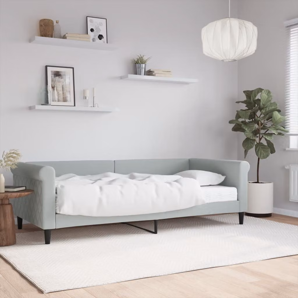Divano Letto vidaXL in Velluto Grigio con Materasso, L/P/H: 229 x 90 x 68 cm
