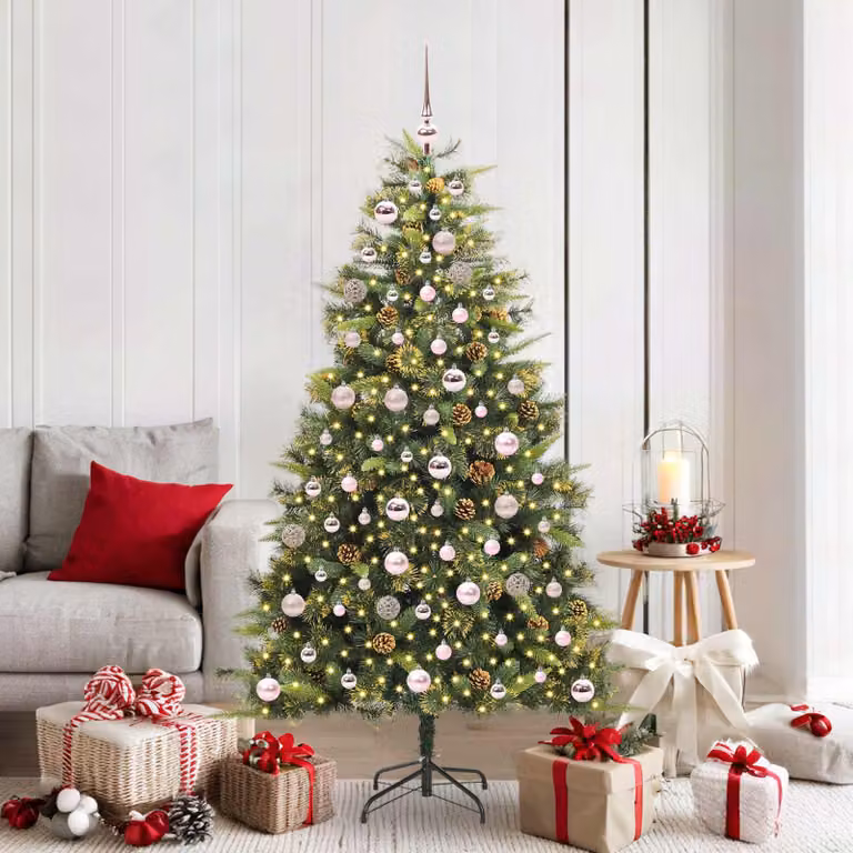 Albero di Natale artificiale pieghevole con coni vidaXL, Verde, Altezza: 180 cm