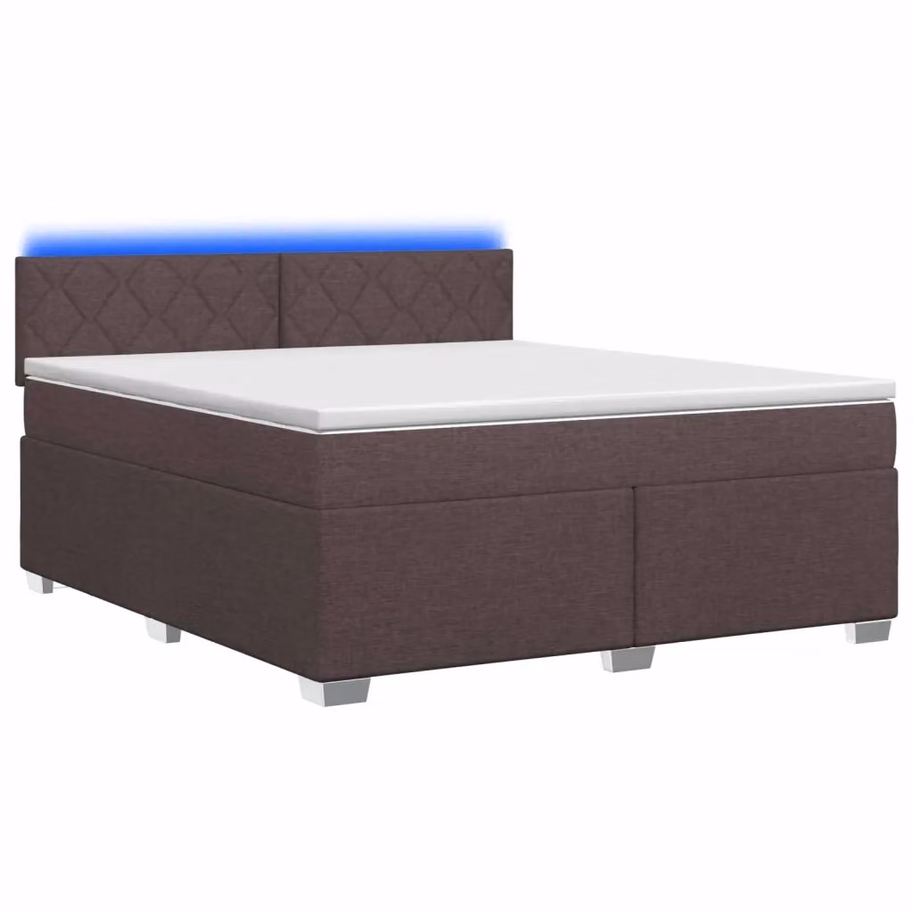 Letto Box Spring vidaXL con Materasso Ibrido e Illuminazione LED, Marrone, L/P: 180 x 200 cm – 2