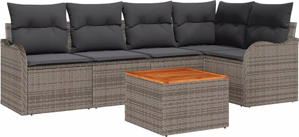 Set Divano da Giardino 6 pcs Grigio polyrattan