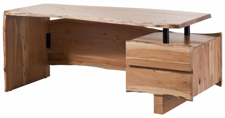 MASSIVMOEBEL24 | PURE ACACIA #152 Scrivania in legno di acacia - laccato / naturale 210x70x76