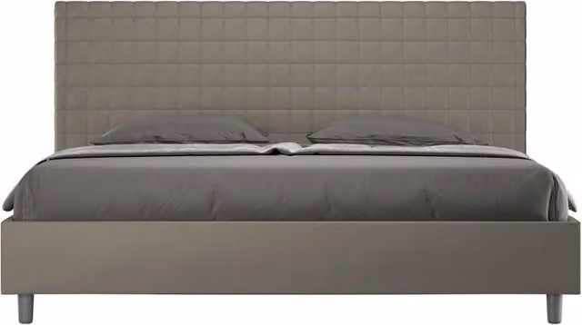 Letto matrimoniale king size con contenitore Sunny Ityhome imbottito in similpelle color cappuccino L: 190 cm x P: 200 cm