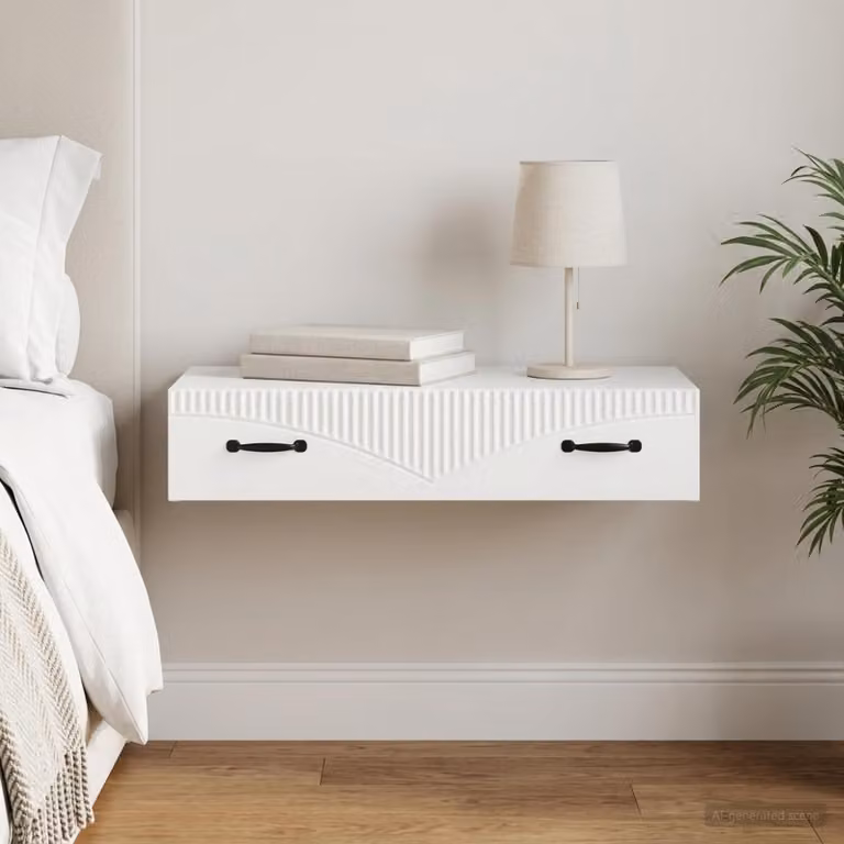 vidaXL Tavolino da Parete Laterale Bianco L: 87,5 cm, P: 34,5 cm, H: 17 cm