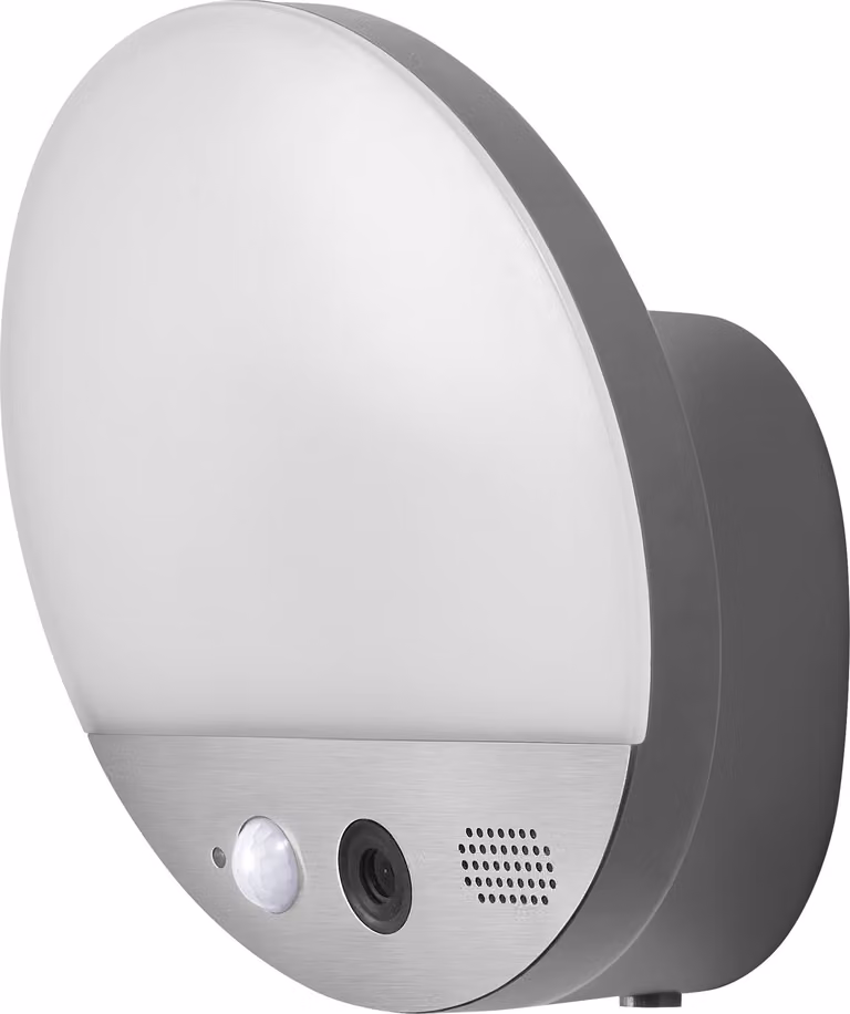 OSRAM SMART+ luce da esterno con telecamera HD e rilevatore di movimento, controllo WiFi, luce bianca calda 3000K, protezione IP44 per porta d'ingresso e garage